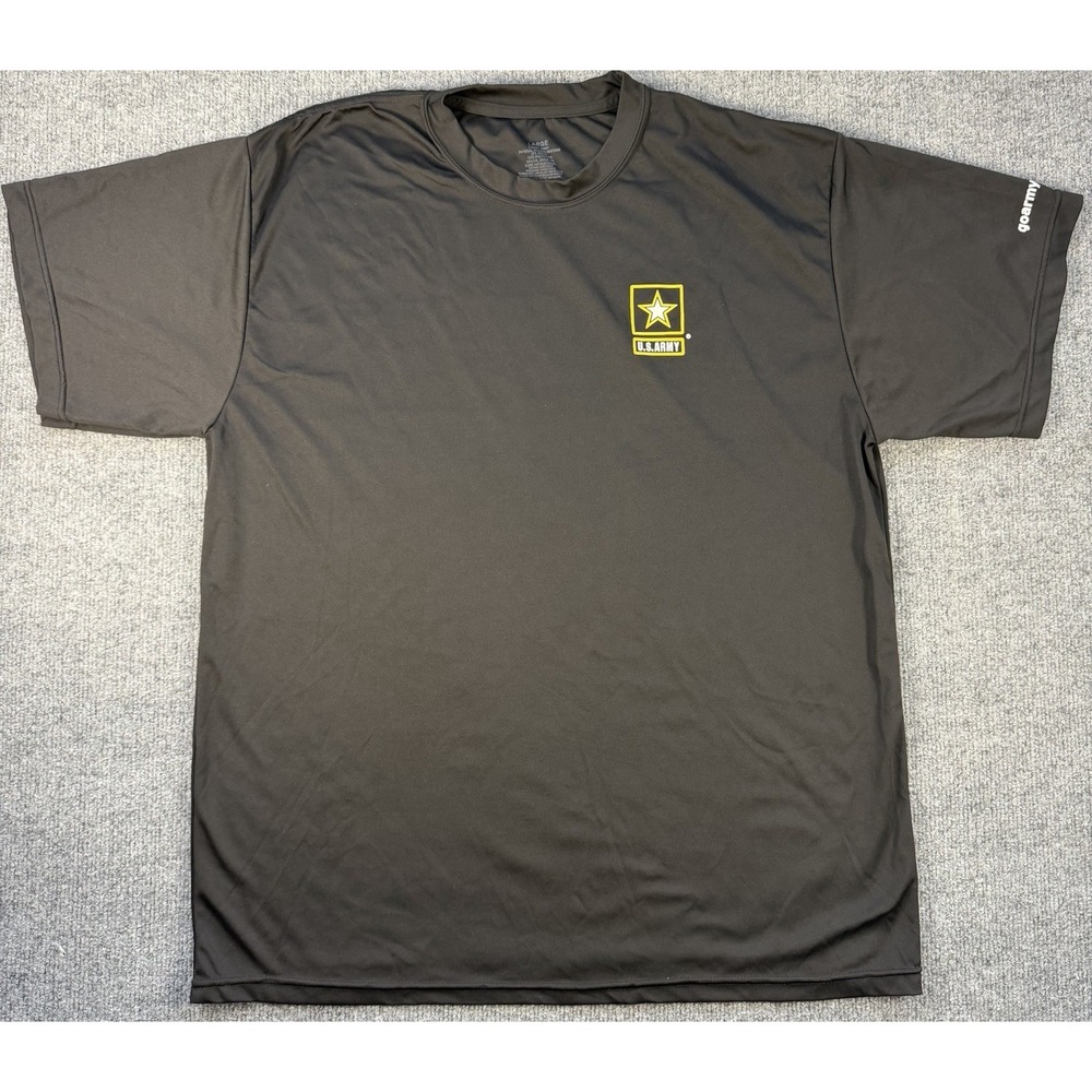 US ARMY PT Shirt APFU Athlete Physical Fitness Uniform Mens L Black Short Sleeve
